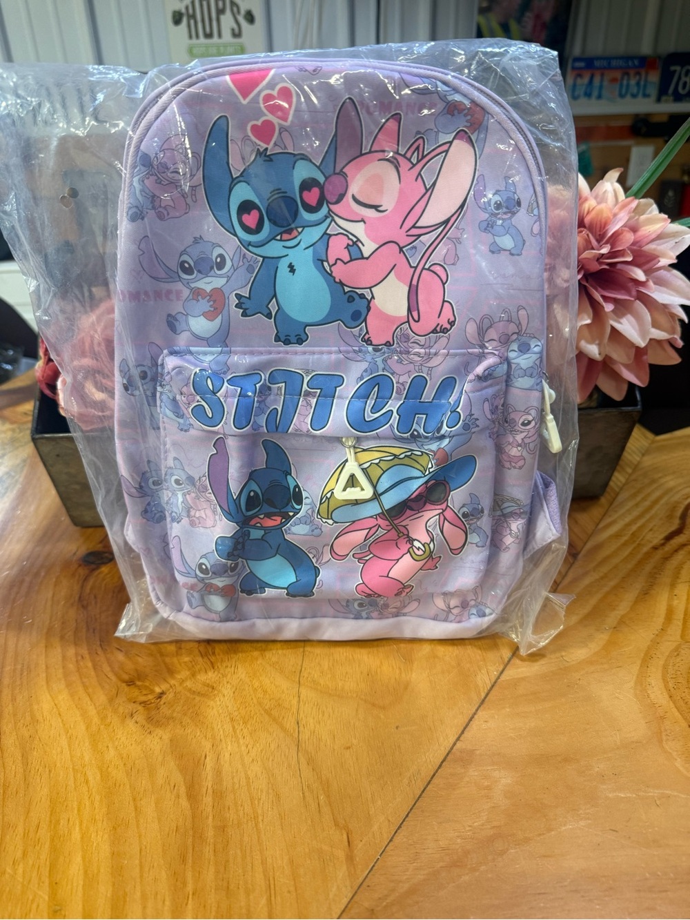 Purple Stitch & Angel Kids Character Backpack - Cute Cartoon Design